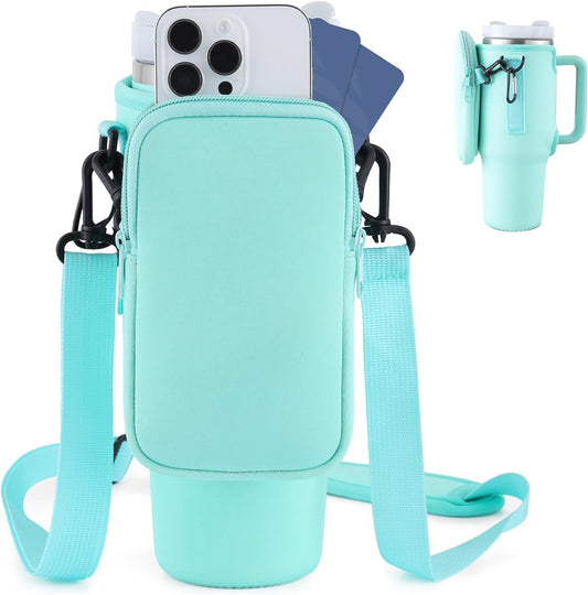 Slok Water Bottle Carrier Bag, Compatible With 40oz Tumbler With Handle, Modern Water Bottle Holder With Simple Adjustable Strap For Outdoor Walking Hiking Travelling Sports-Blue Purple - MediaEclat.store