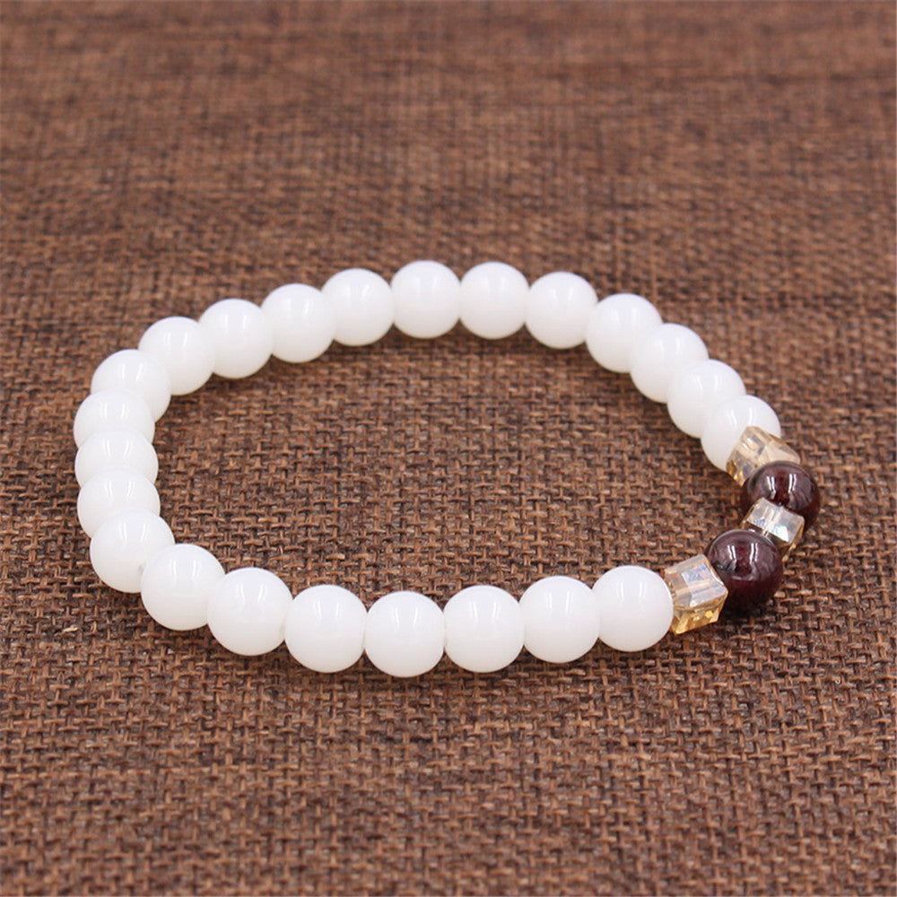 Natural garnet white jade bracelet