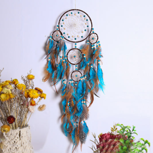 Five Rings Dream Catcher Feather Pendant Fashion Home Wind Chime