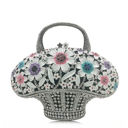 New Banquet Diamond Mini Women's Bag Flower Basket