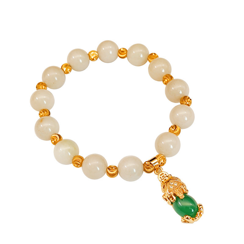 18K Copper Gold-plated Bead Chalcedony Bracelet