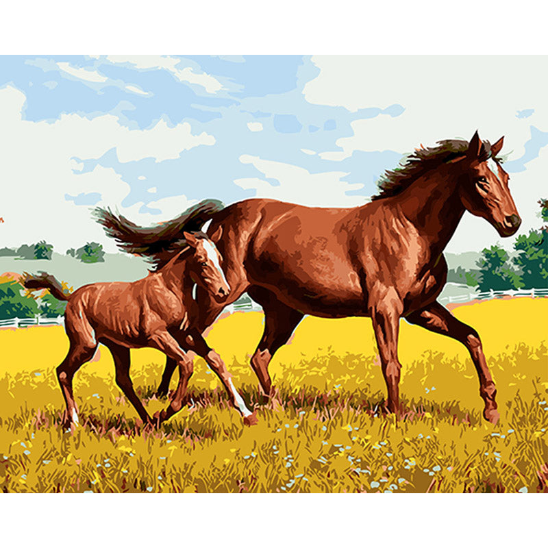 pictures by numbers on canvas diy Brown Horse paintings by numbers with acrylic paints