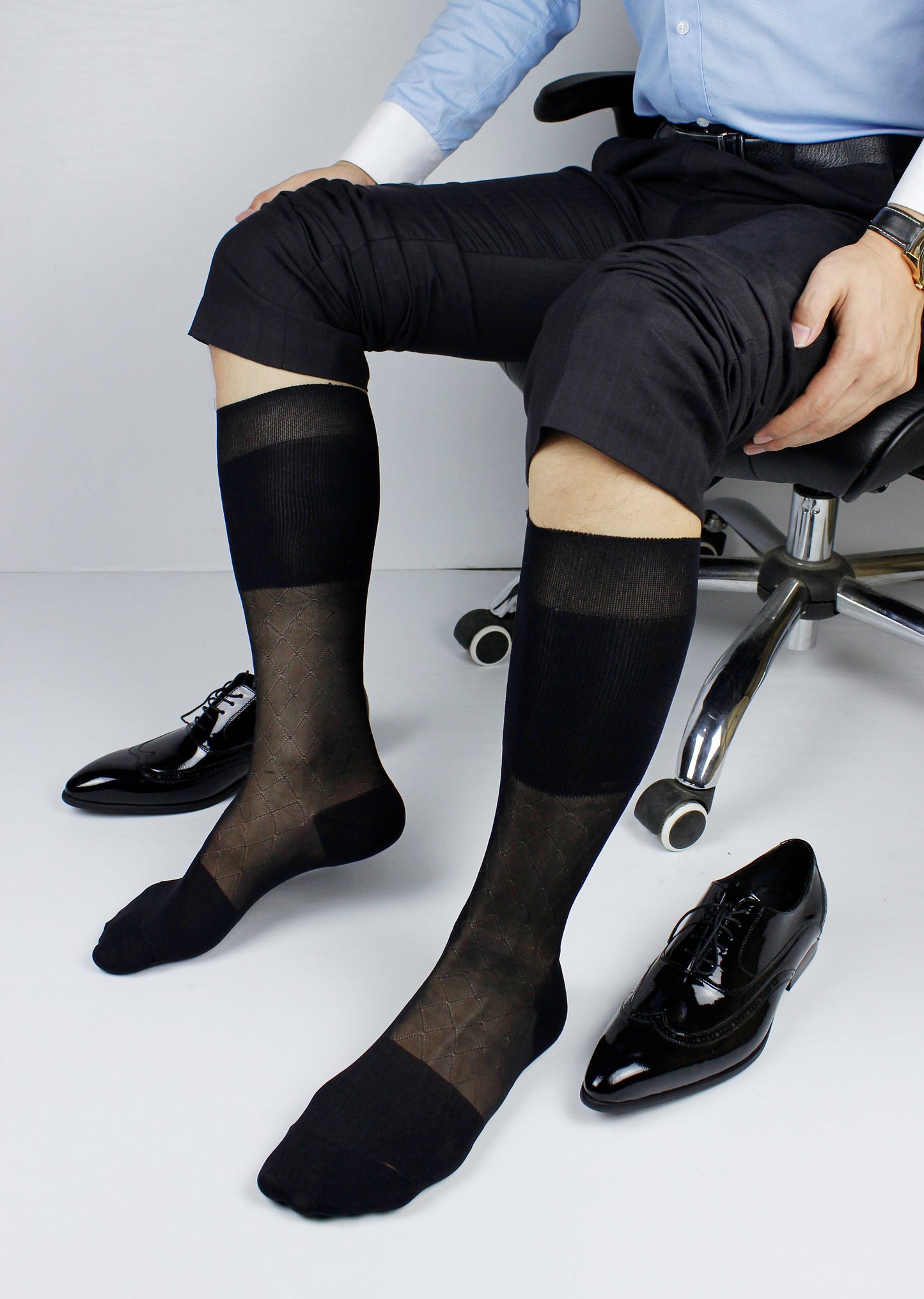 Super thin high tube men's silk stockings