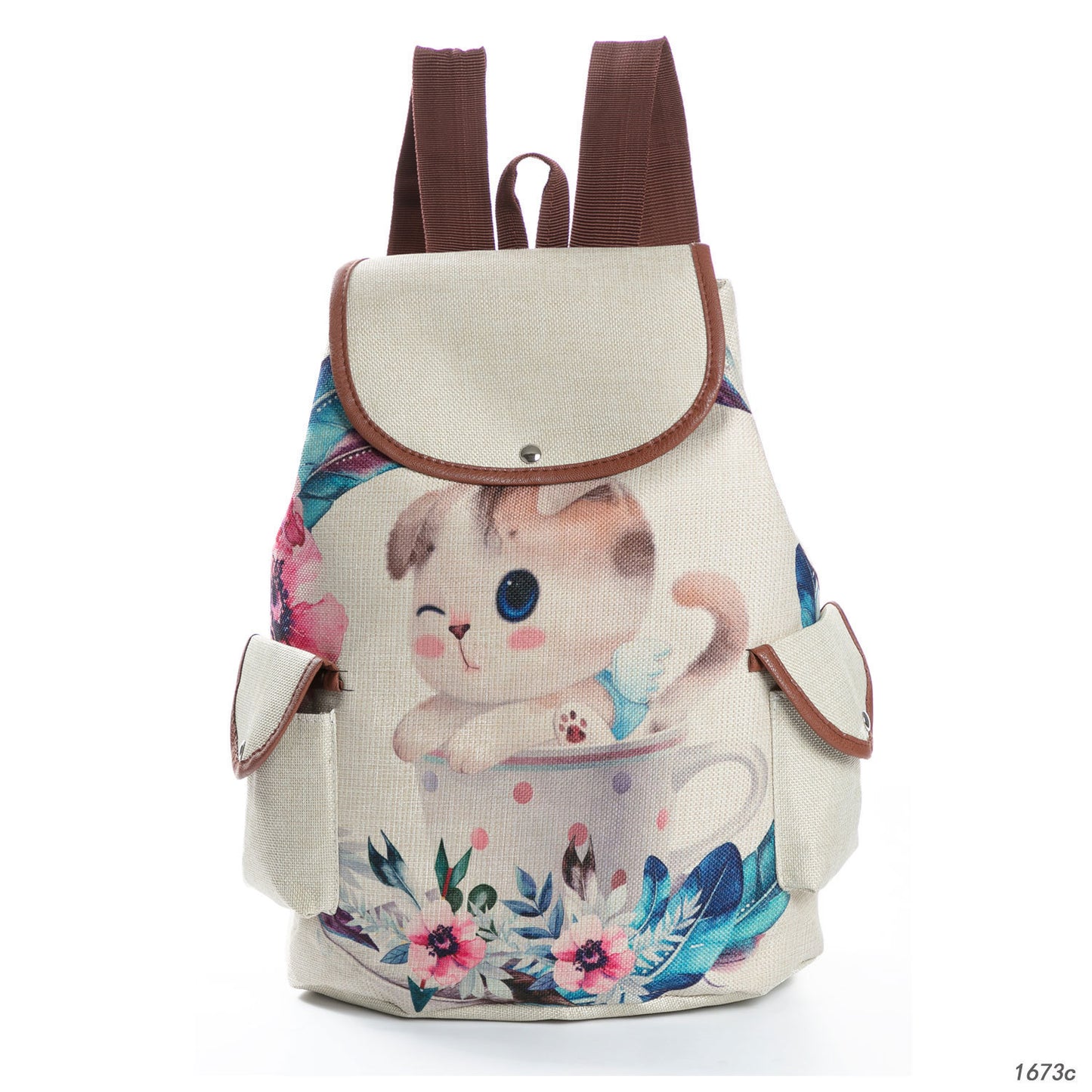 Retro Cute Cat Drawstring Backpacks