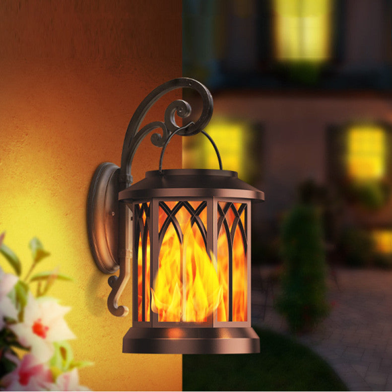 LED Solar Energy Simulation Flame Lamp With Clip Waterproof Outdoor Wall Lamp Festival Decoration