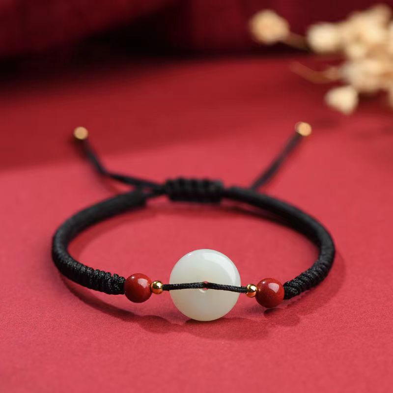 Fashion Natural Hetian Jade Ping An Buckle Bracelet