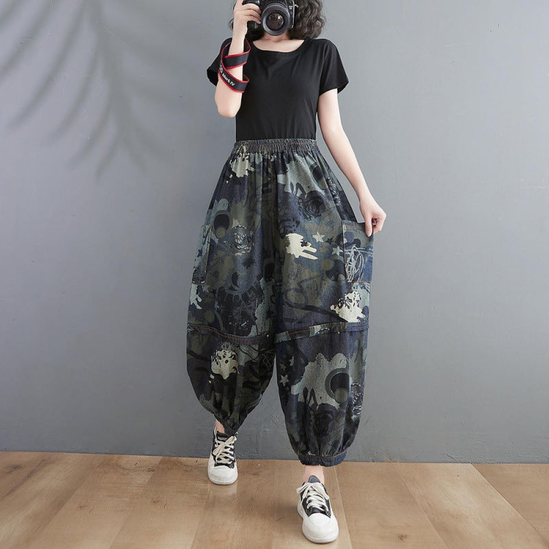 Women's Age Reduction Floral Loose Jeans