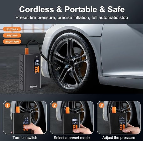 Wireless Inflator Car Portable Automatic Pumps Handheld Electric High Pressure Tire Car Pumps