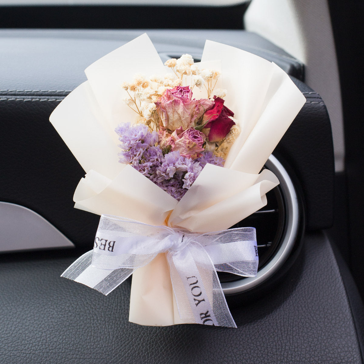 Car Aromatherapy Vent Perfume Creative Eternal Handmade Dried Bouquet RoseOrnament