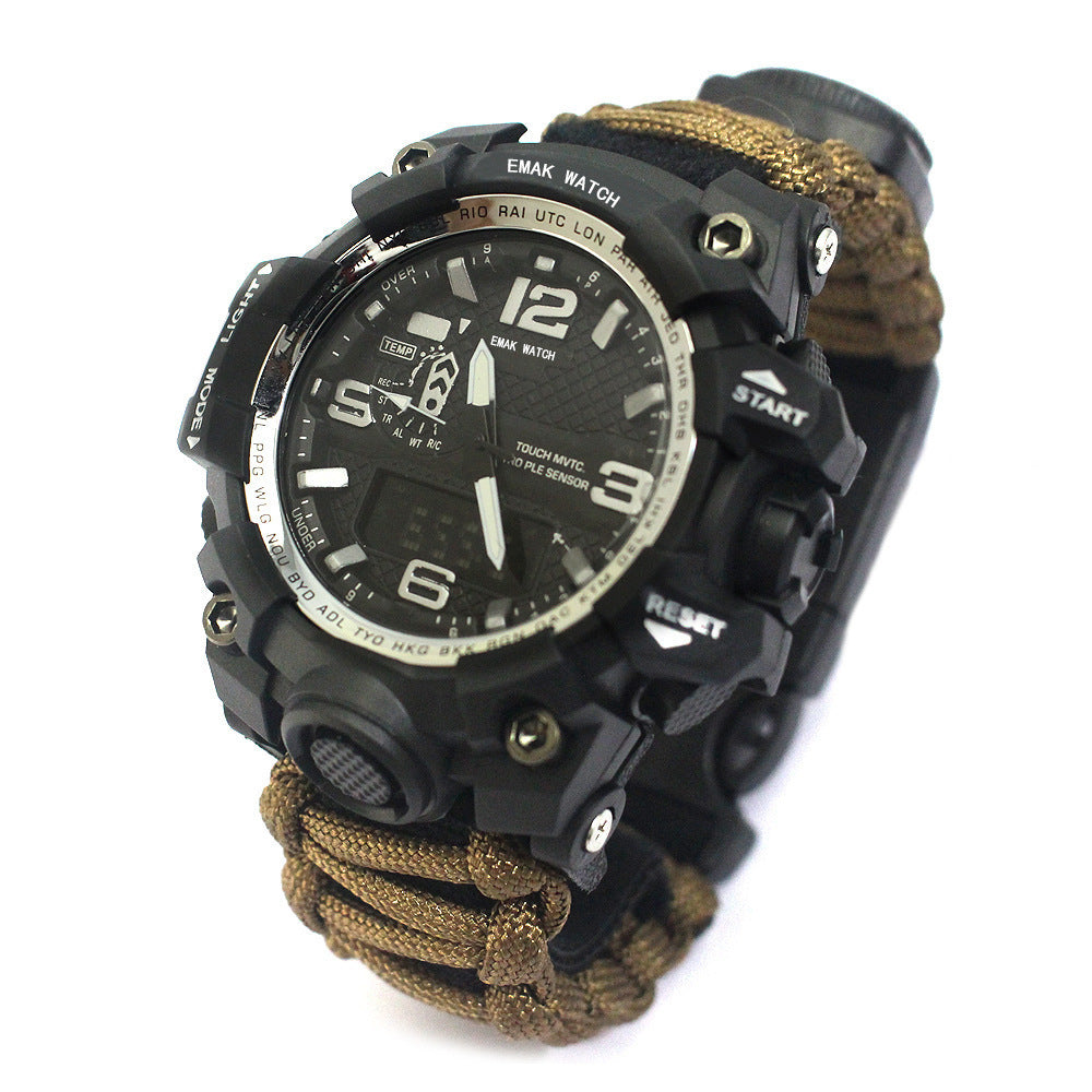 Outdoor Waterproof Multifunctional Climbing Watch Parachute Cord Woven Emergency Survival Watch