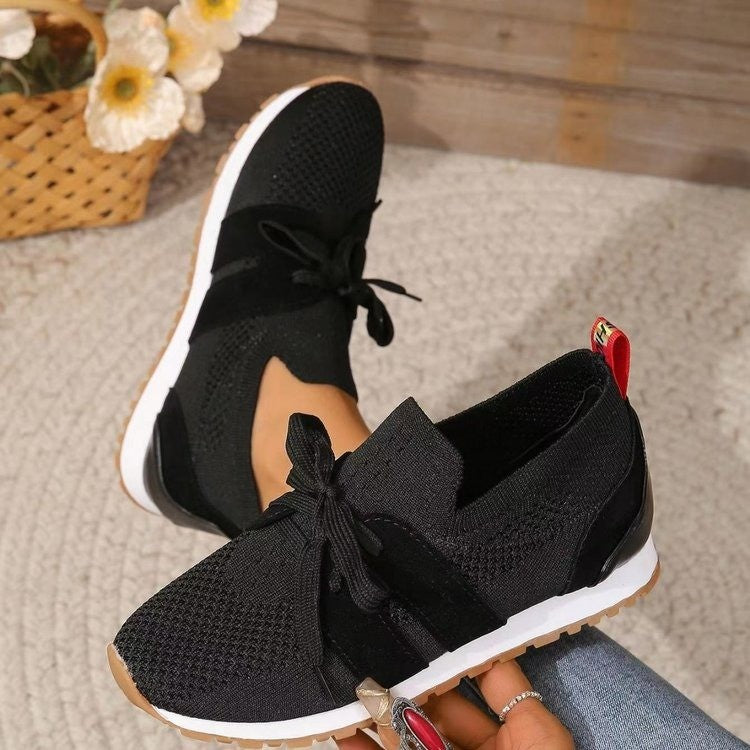 New Lace Up Mesh Flats Shoes For Women Breathable Casual Breathable Walking Wedges Shoes - MediaEclat.store