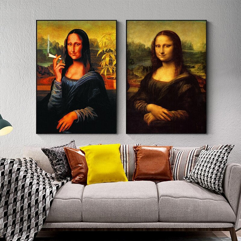 Da Vinci Mona Lisa spoofs canvas painting