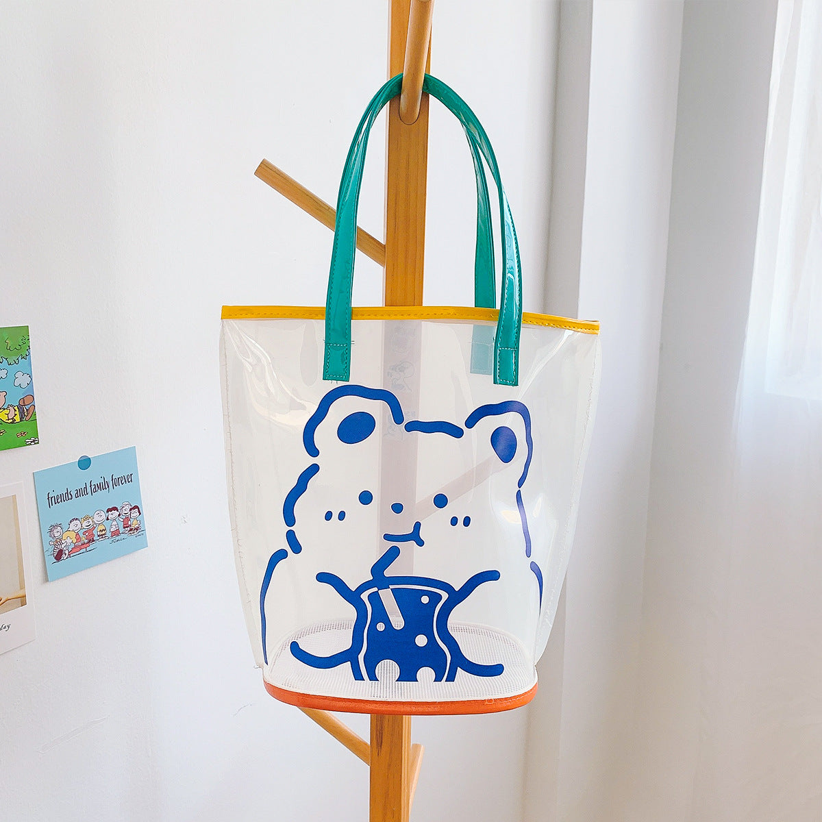 Cartoon Cute Bear Plastic Transparent Tote Bag