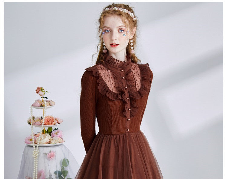 Elegant Long Sleeve Court Dress