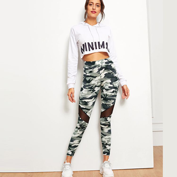 Camouflage gauze printed hips yoga sports leggings