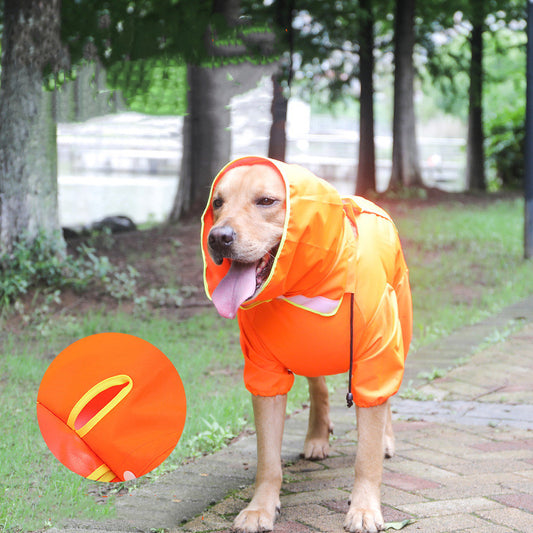 Four-legged Reflective Hooded Pet Waterproof Poncho For Medium And Large Dogs