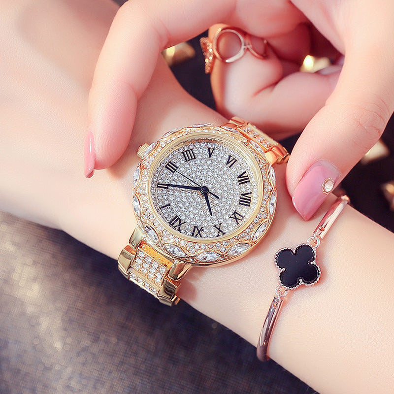 Full diamond waterproof quartz watch