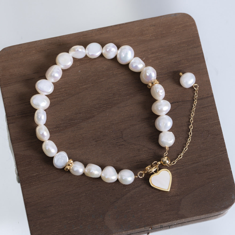 Freshwater Pearl Bracelet Love Shell Pull Design Adjustable