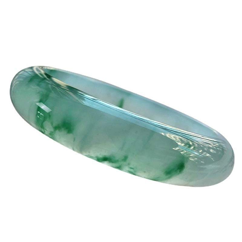 Burma Jade Jade Bracelet Ice-transparent Floating Green Flower Jewelry