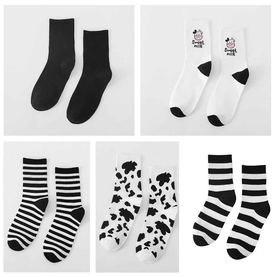 Striped Black All-match Stockings Sports Socks