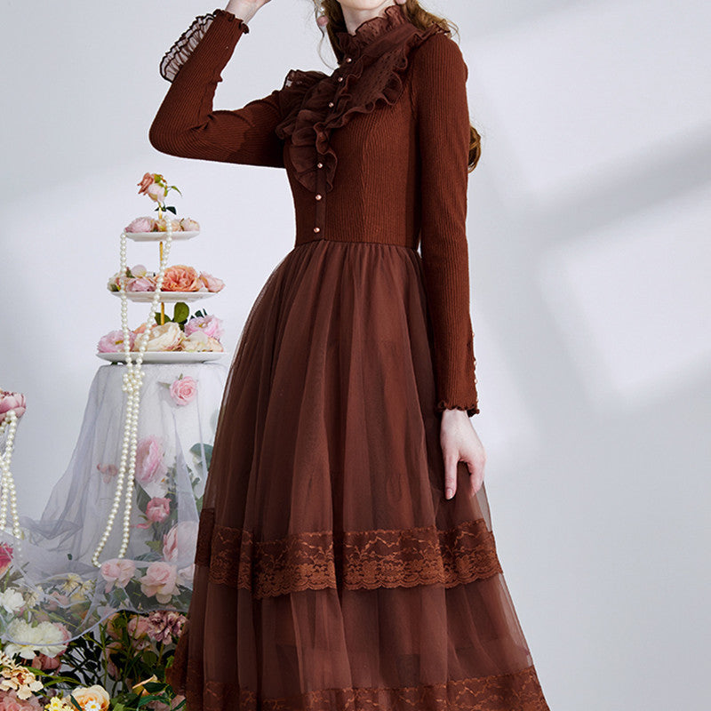 Elegant Long Sleeve Court Dress