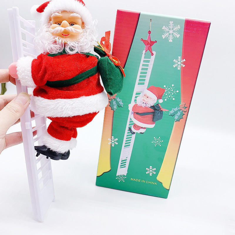 Electric Santa Claus Climbing Ladder Plastic