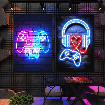 Decorative Picture Hanging On The Handle Of PS Game Machine With Neon Lights