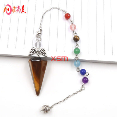 Natural Stone Crystal Faceted Wicca Pendulum Pyramid Healing Reiki Chakra Dowsing Pendant Couple Necklace