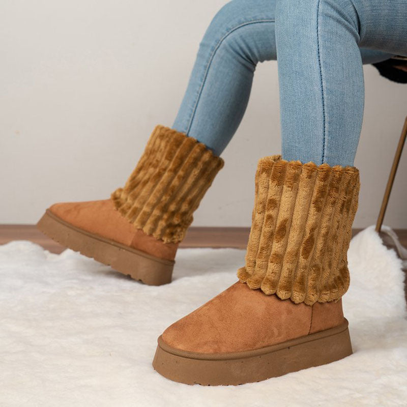 Snow Boots Warm Thickened Women's High Platform Cold Weather Boots Furry Cotton Boots