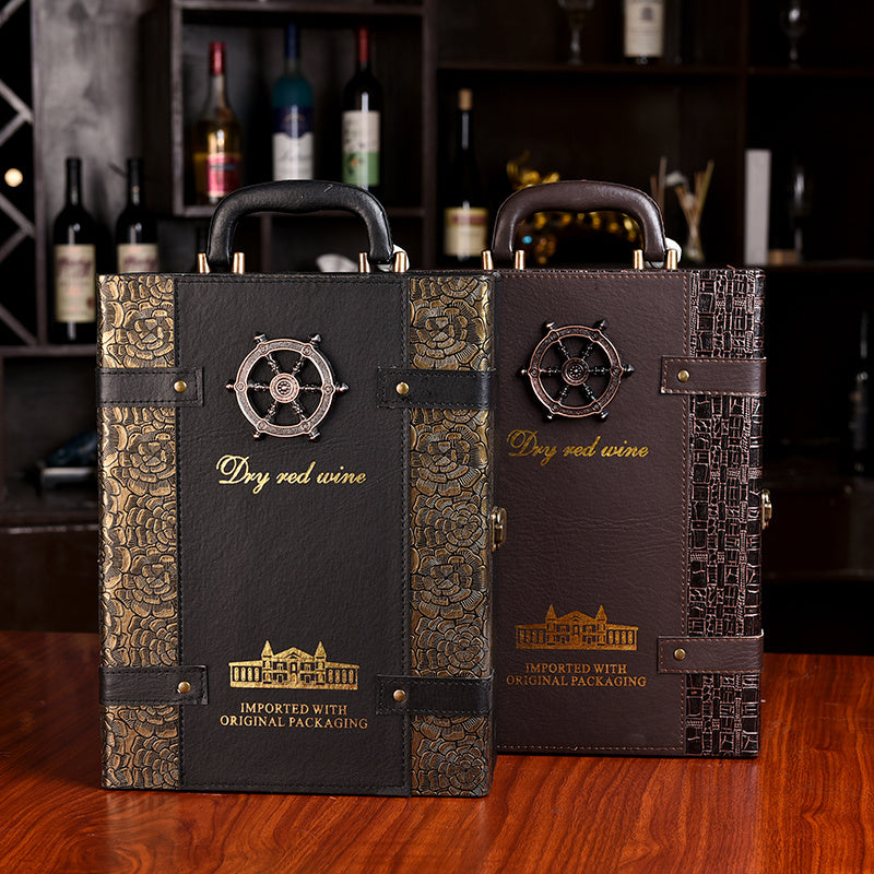 High-end Gift Double Leather Wine Glass Box