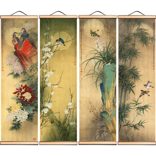 Solid Wood Finished Paintings Flowers And Birds Landscape