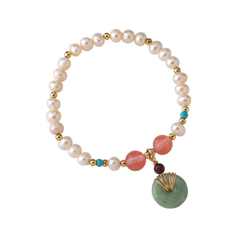 Freshwater Pearl Lucky Buckle Bracelet Female Jade Bead Jade