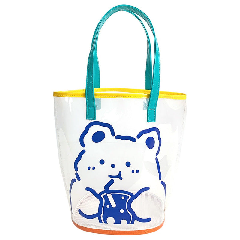 Cartoon Cute Bear Plastic Transparent Tote Bag