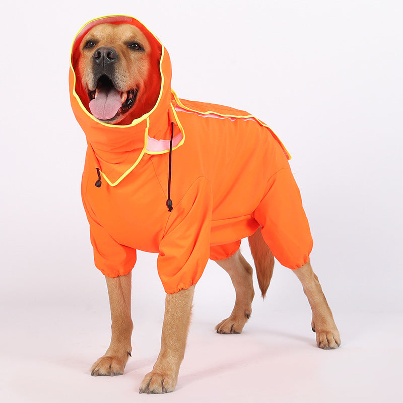 Four-legged Reflective Hooded Pet Waterproof Poncho For Medium And Large Dogs