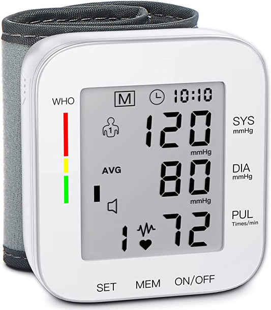 Blood Pressure Monitor Wrist Bp Monitor Large LCD Display Adjustable Wrist Cuff 5.31-7.68inch Automatic 90x2 Sets Memory For Home Use - MediaEclat.store