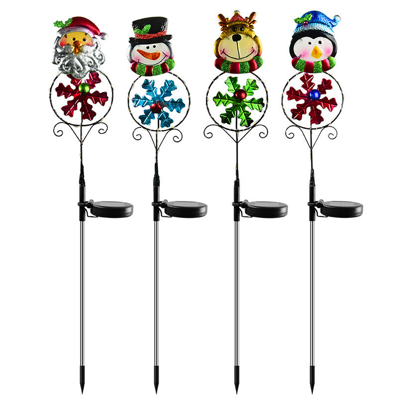 Solar Christmas Led Snowman Elk Ground Plug Light