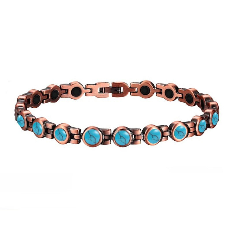 Women's Turquoise Red Copper Magnetic Bronze Magnet Bracelet