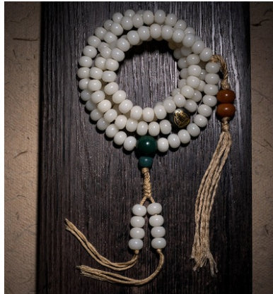 White Jade Men's Playing Bracelet Rosary Women's Bracelet