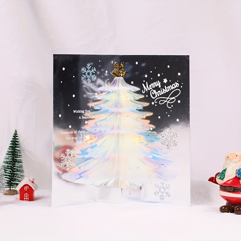 Handcrafted 3D Pop-Up Christmas Tree Greeting Card - Holiday Wishes for Anyone, Geometric Design, Fashionable Stationery & Gift Packaging