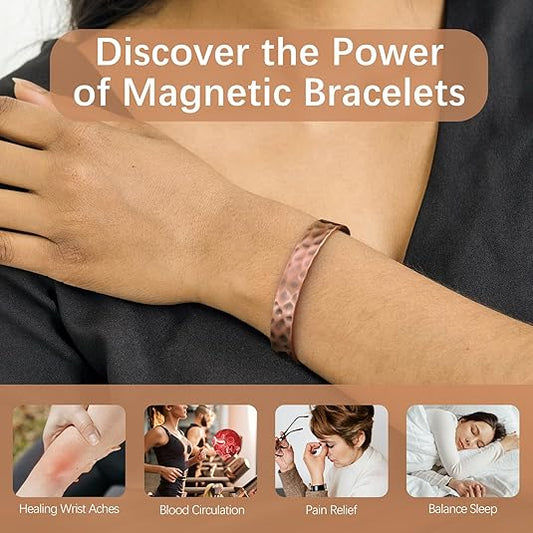 Magnetic Copper Bracelets for Women,Magnetic Bracelets 100% Copper Cuff Bangle with 3500 Gauss Magnet