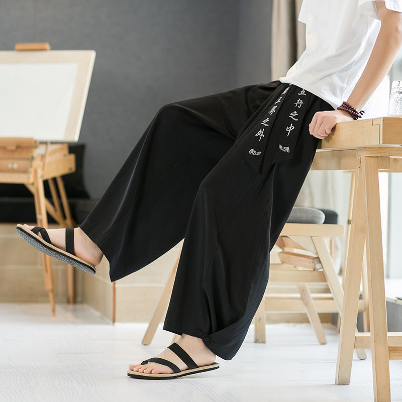 Chinese Style Embroidered Casual Pants