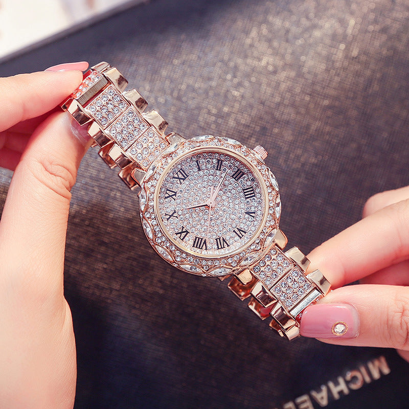 Full diamond waterproof quartz watch