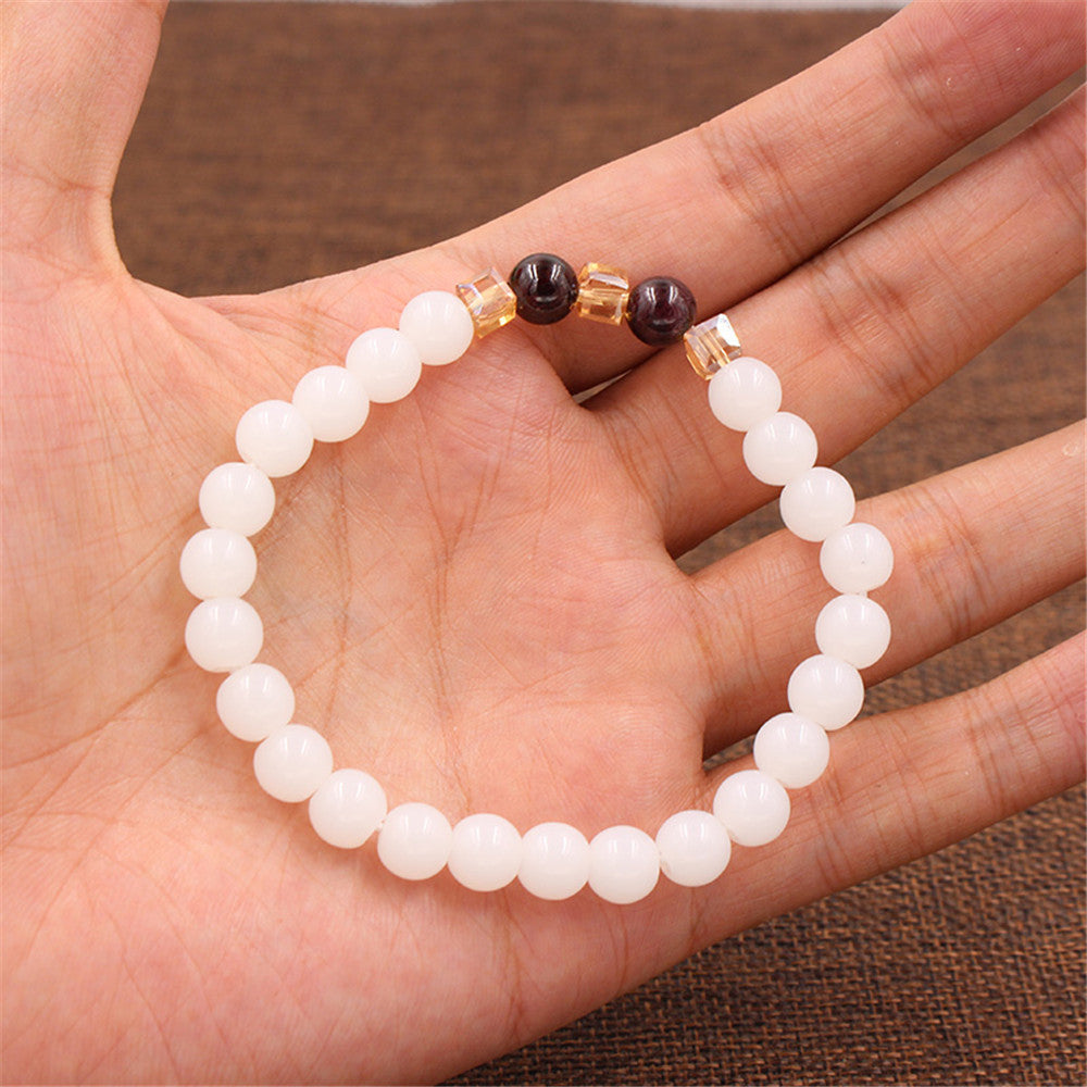 Natural garnet white jade bracelet