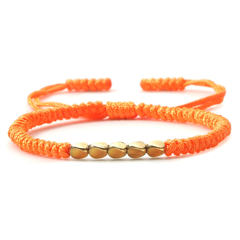 Hand-woven Irregular Shaped Copper Bead Beaded Bracelet