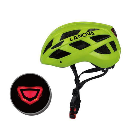 Male and female one-piece bicycle riding helmet with light