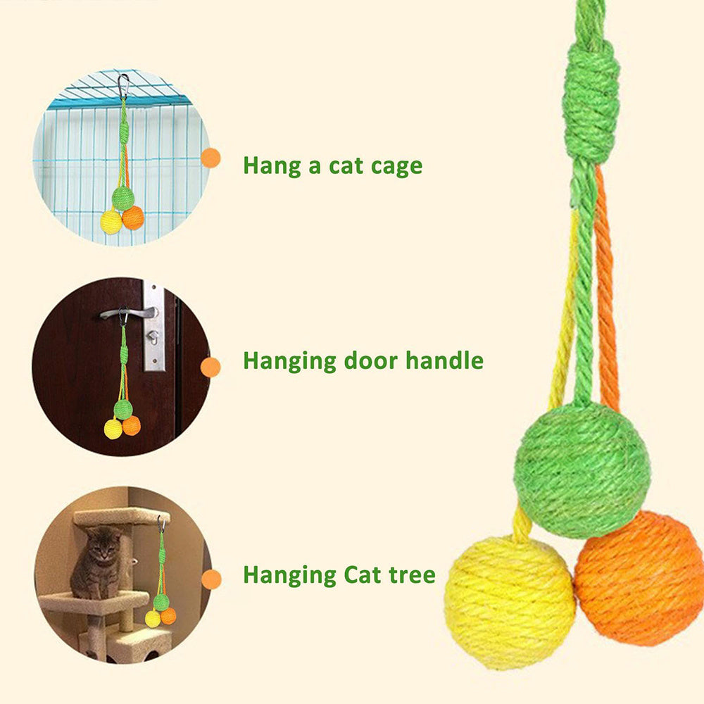 Cat Scratcher Ball, Chewable Scratcher For Kittens Chewable Interactive Cat Sisal Rope Ball Toy Cat Ball, Rolling Ball Scratch Cat Toy For Indoor Kittens Puppy Cat Pet