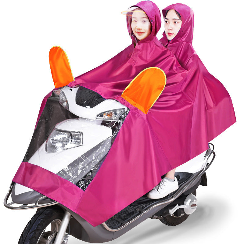 Double Electric Bike Raincoat Motorcycle Poncho Double Big Brim Bike