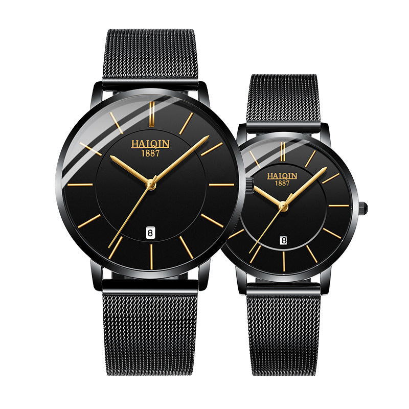 Steel mesh with quartz watch ladies couple gift table