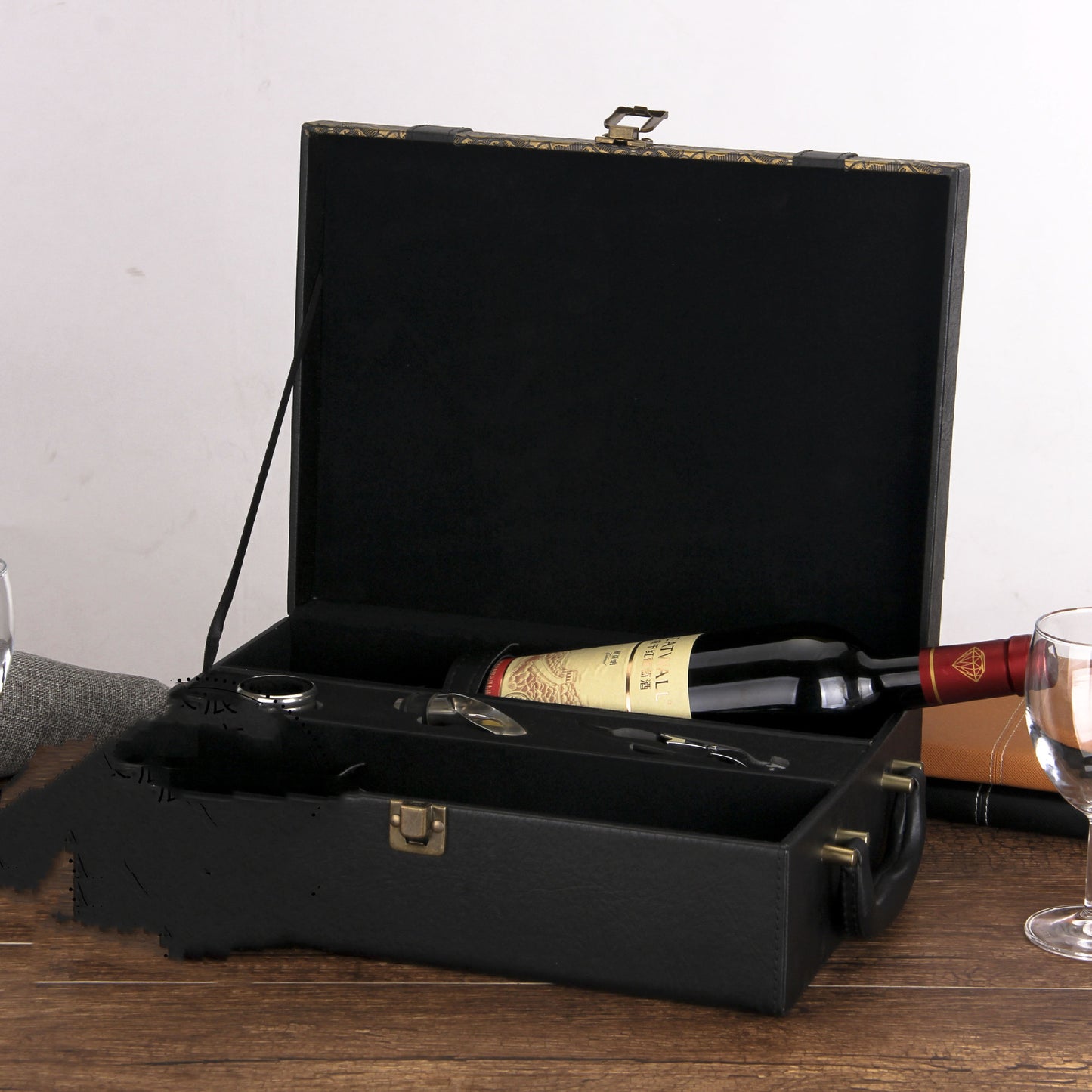 High-end Gift Double Leather Wine Glass Box