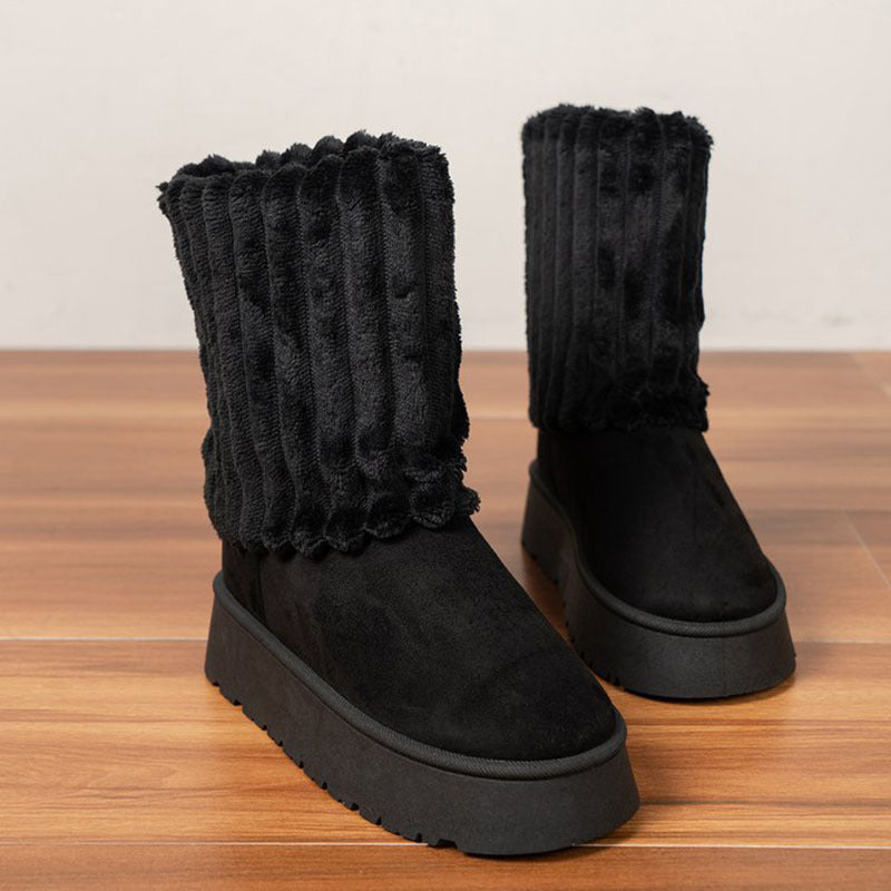 Snow Boots Warm Thickened Women's High Platform Cold Weather Boots Furry Cotton Boots